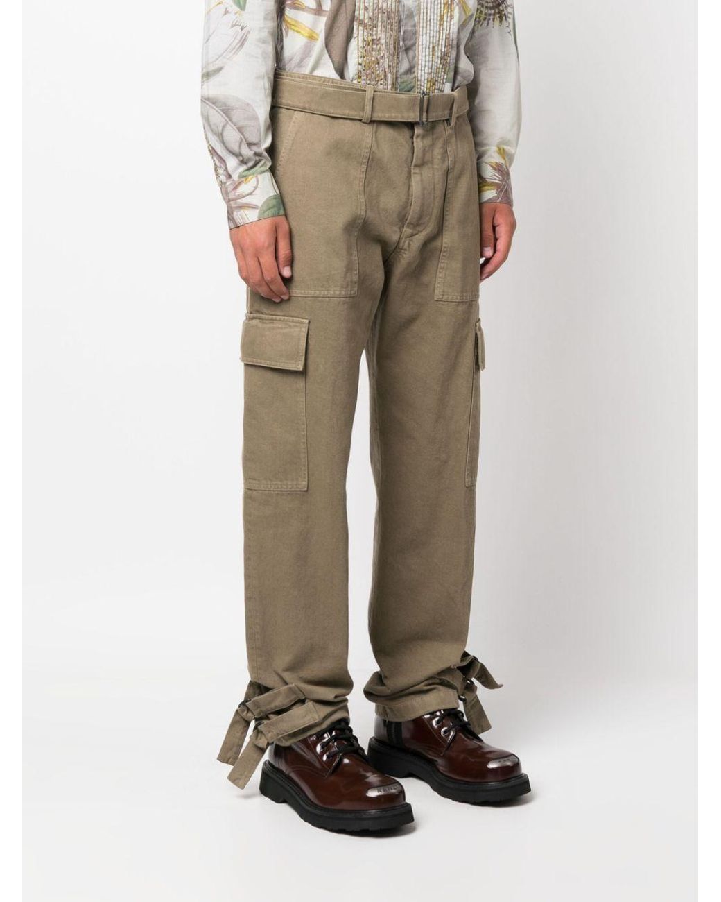 Dries Van Noten Natural Belt Ring Casual Pants for men