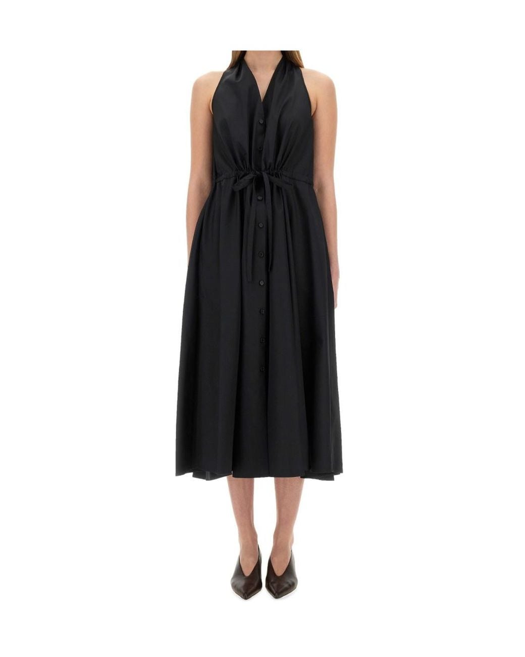Aspesi Black Poplin Midi Dress