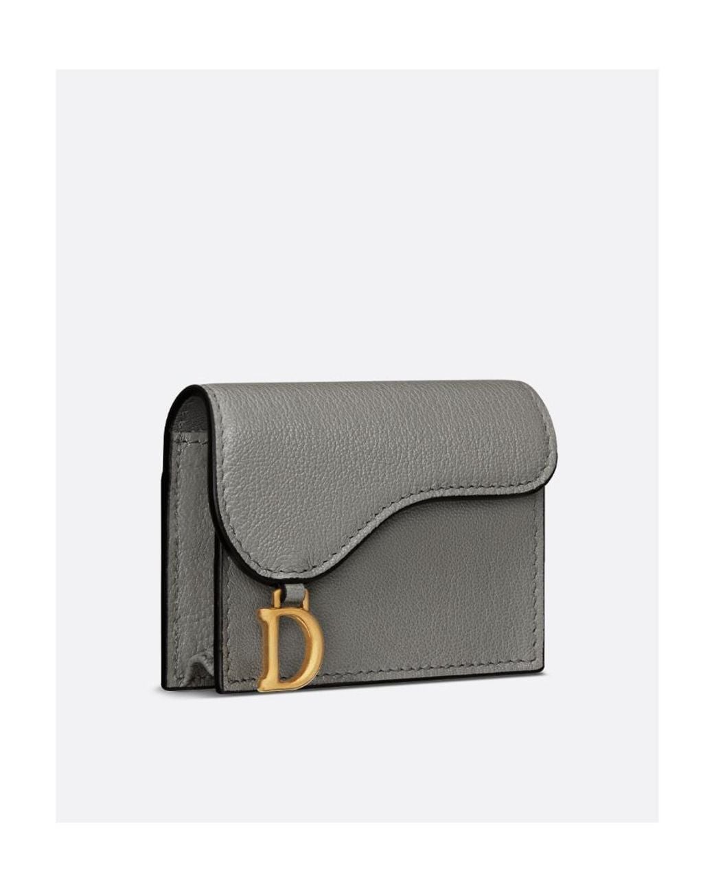 Dior Gray Saddle Flap Card Holder