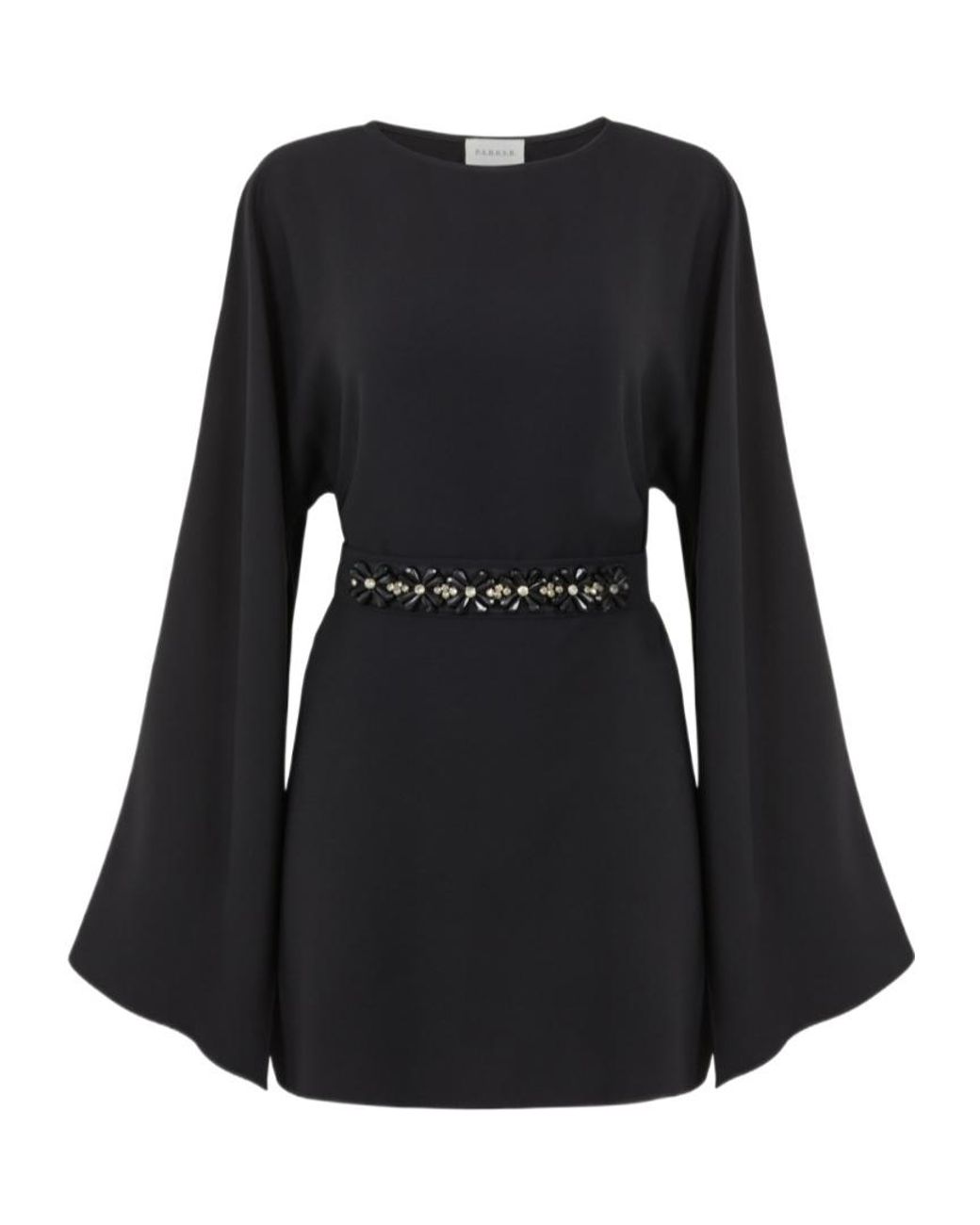 P.A.R.O.S.H. Black Wide-Sleeve Mini Dress