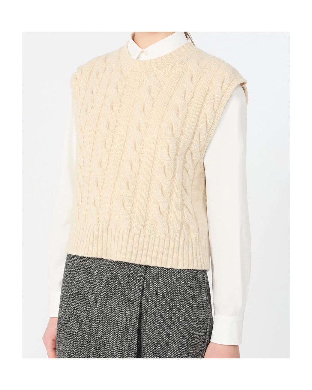 Weekend by Maxmara Natural Clown Cable-Knit Knitted Top