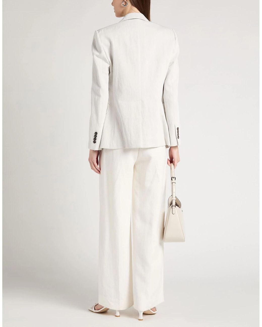 Brunello Cucinelli White Minimalist Single-Breasted Blazer