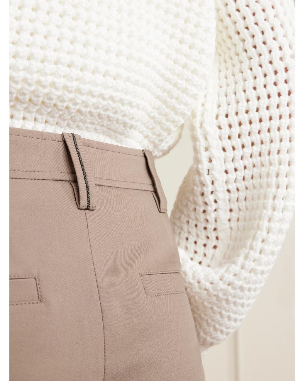 Brunello Cucinelli Natural Concealed-Fastening Cigarette Trousers