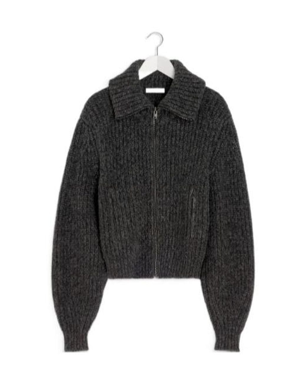 Lemaire Black Zip-Up Knitted Cardigan
