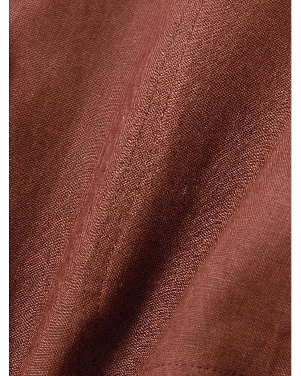 Eres Brown High-Waisted Cotton Linen Shorts