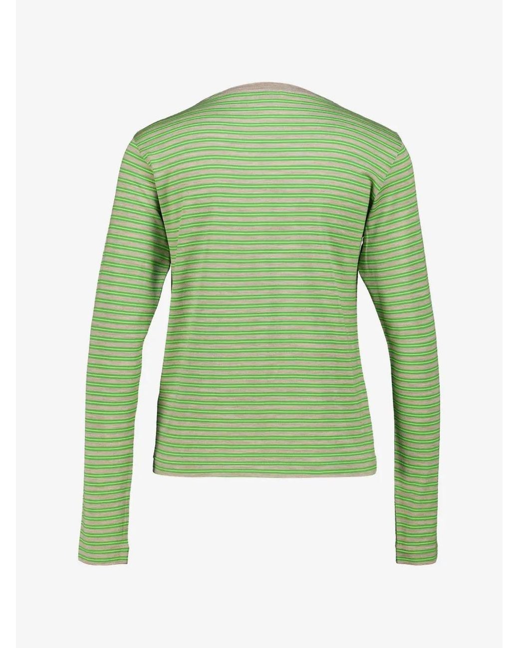 Auralee Green Striped Long-Sleeve T-Shirt