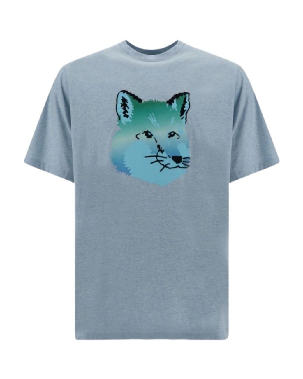 Maison Kitsuné Blue Maison Kitsuné Graphic Printed Crewneck T-Shirt for men
