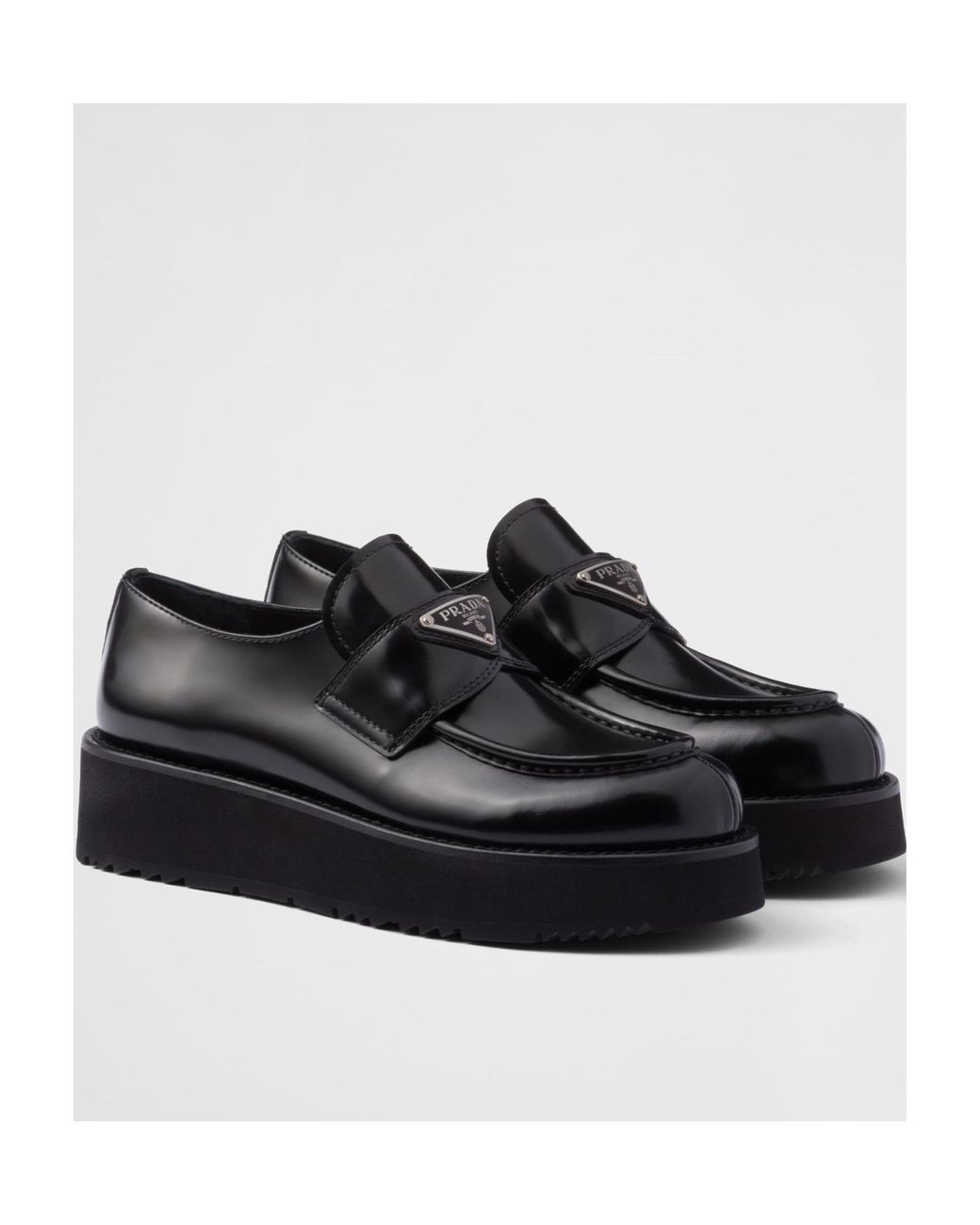 Prada Black Triangle-Logo Slip-On Loafers