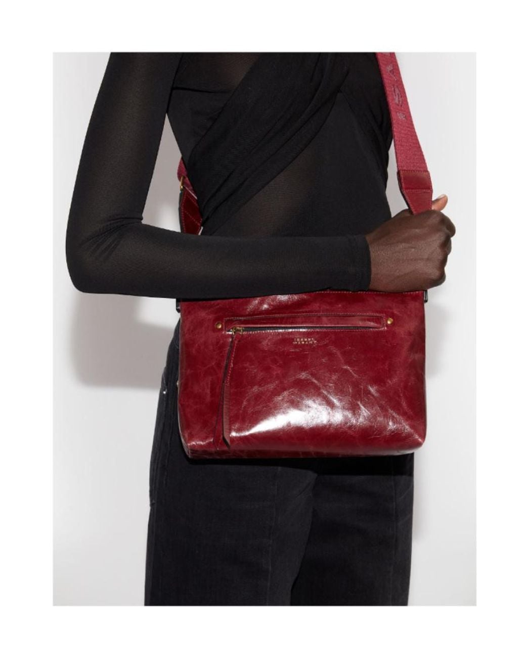 Isabel Marant Red Logo Printed Shoulder Bag