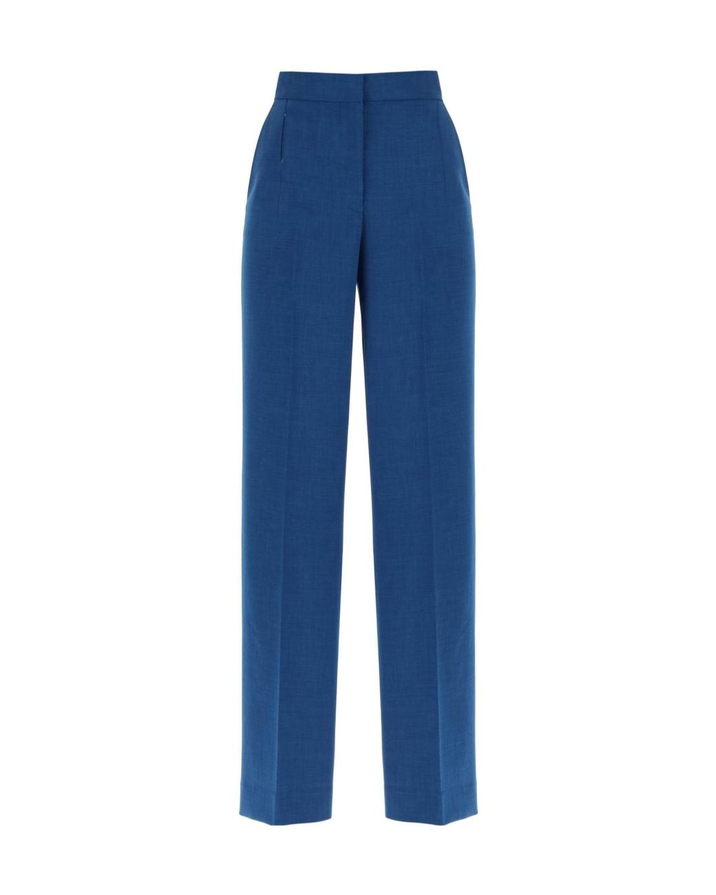 Tory Burch Blue Front-Pleat Tailored Trousers