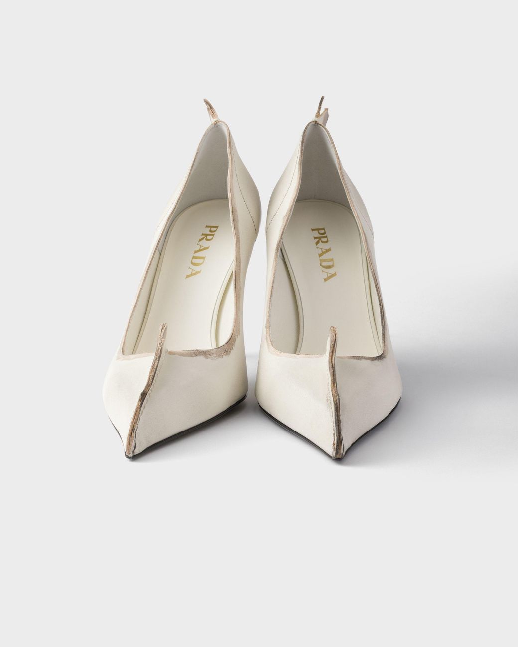 Prada White Pointed-Toe Slip-On Pumps