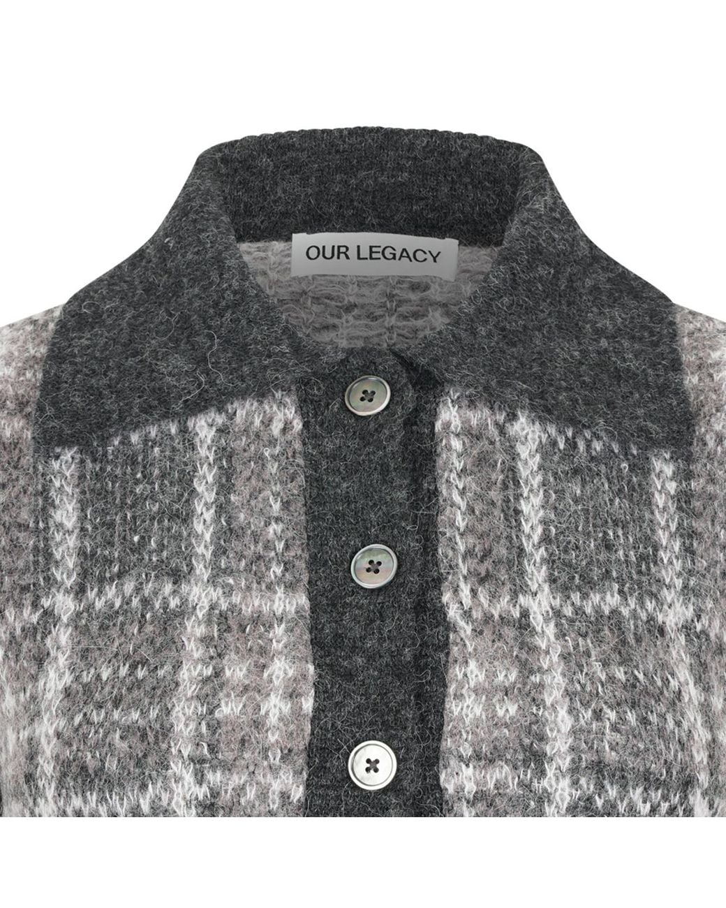Our Legacy Black Checked Cropped Cardigan