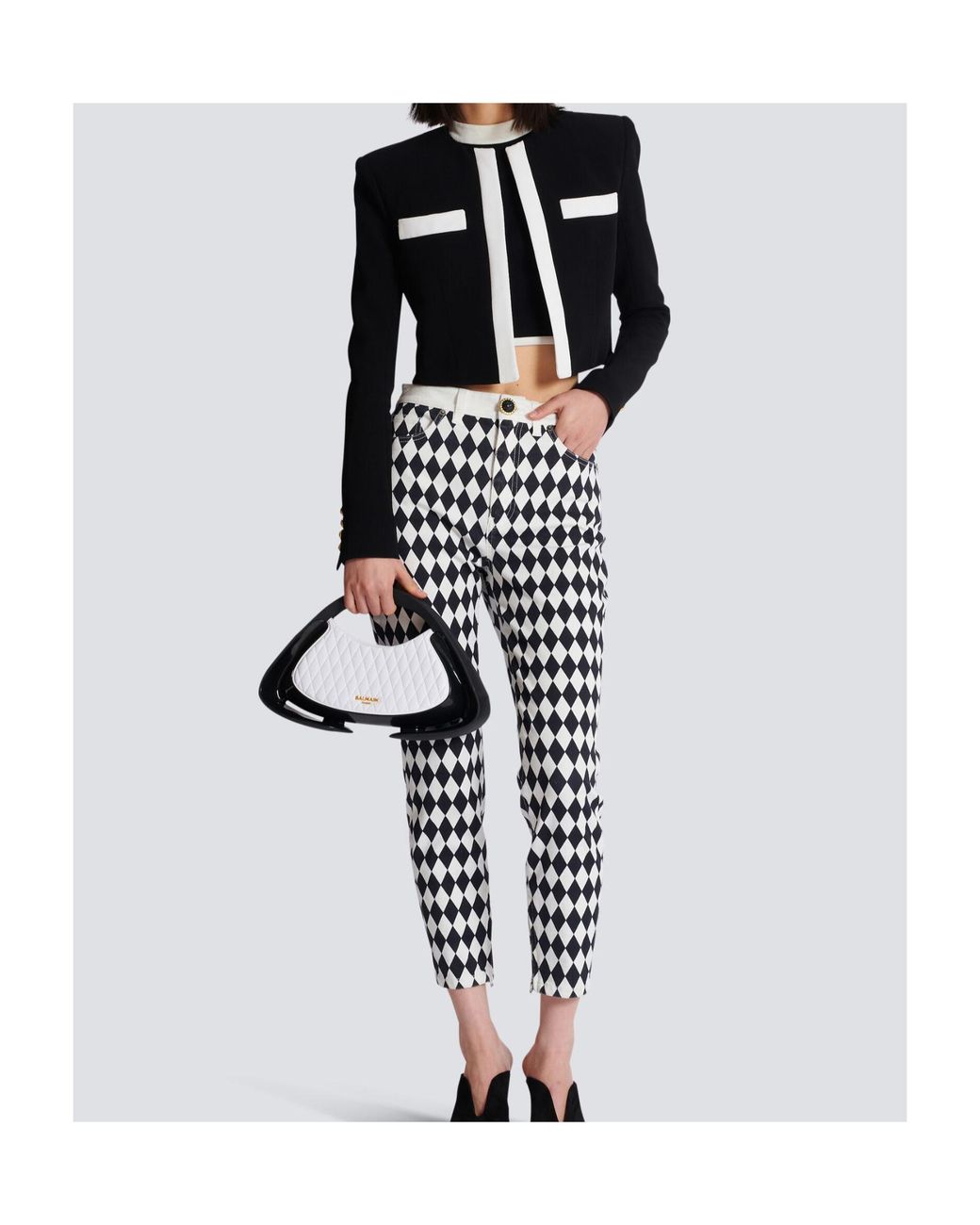 Balmain Black Cropped Spencer Jacket