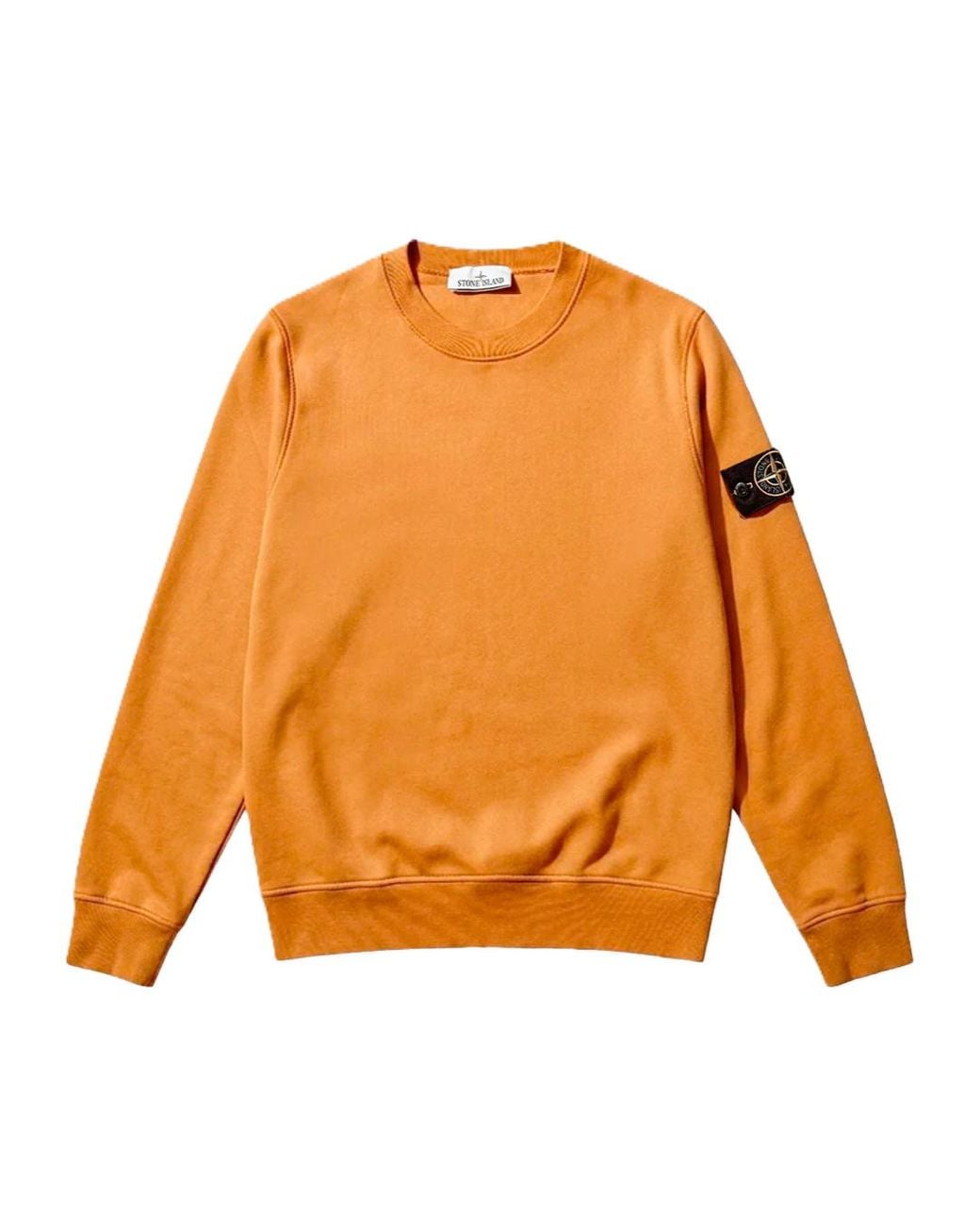 Stone Island Orange Crew-Neck Sweatshirt for men