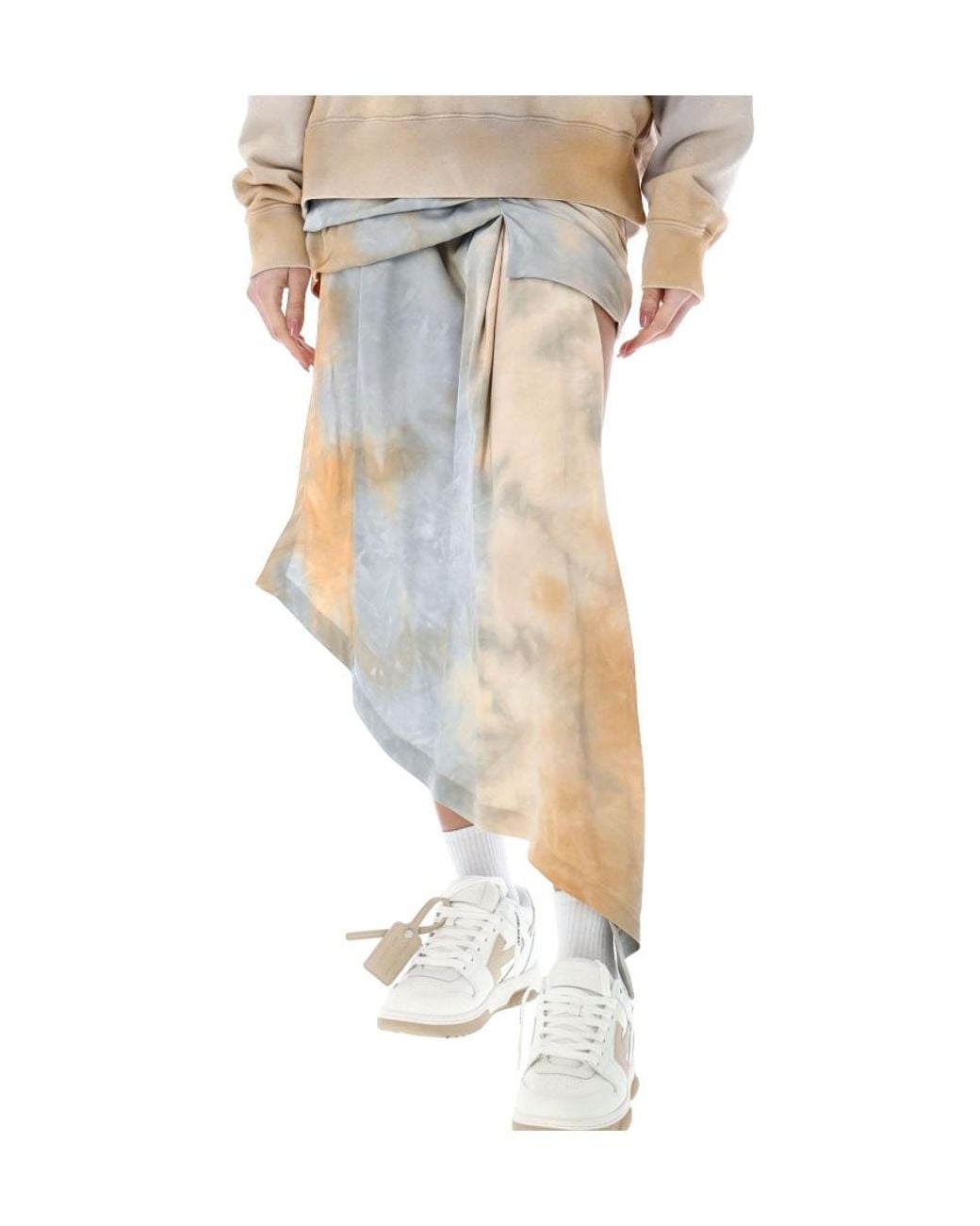 Off-White c/o Virgil Abloh Multicolor Tie-Dye Asymmetric Draped Skirt
