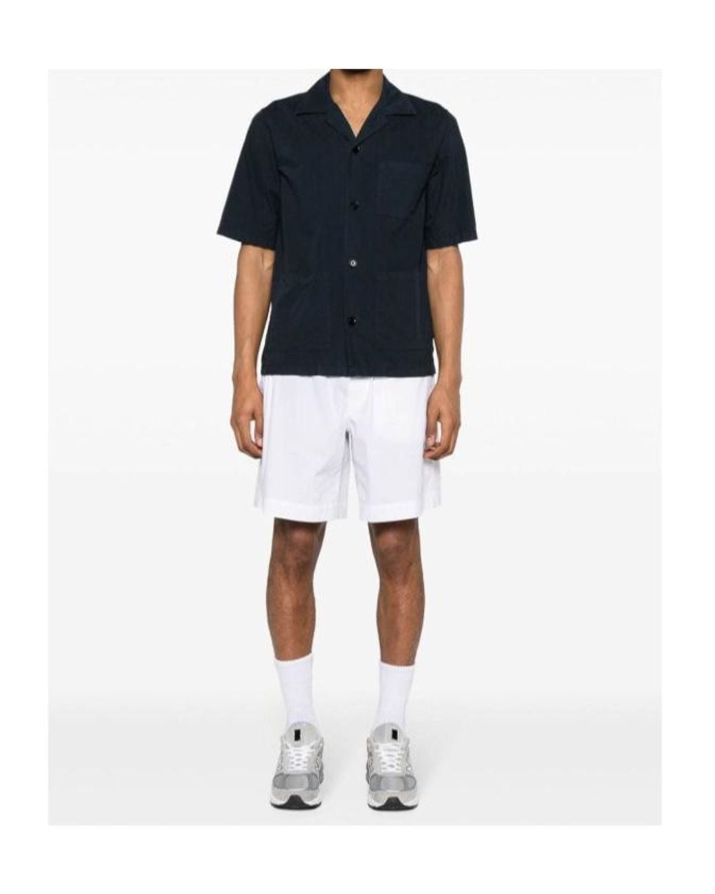 Aspesi White Elasticated-Waist Poplin Shorts for men