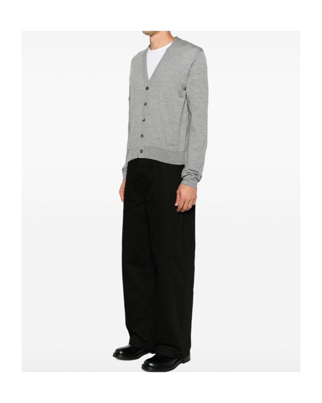 Lanvin Gray V-Neck Long-Sleeve Knit Top for men