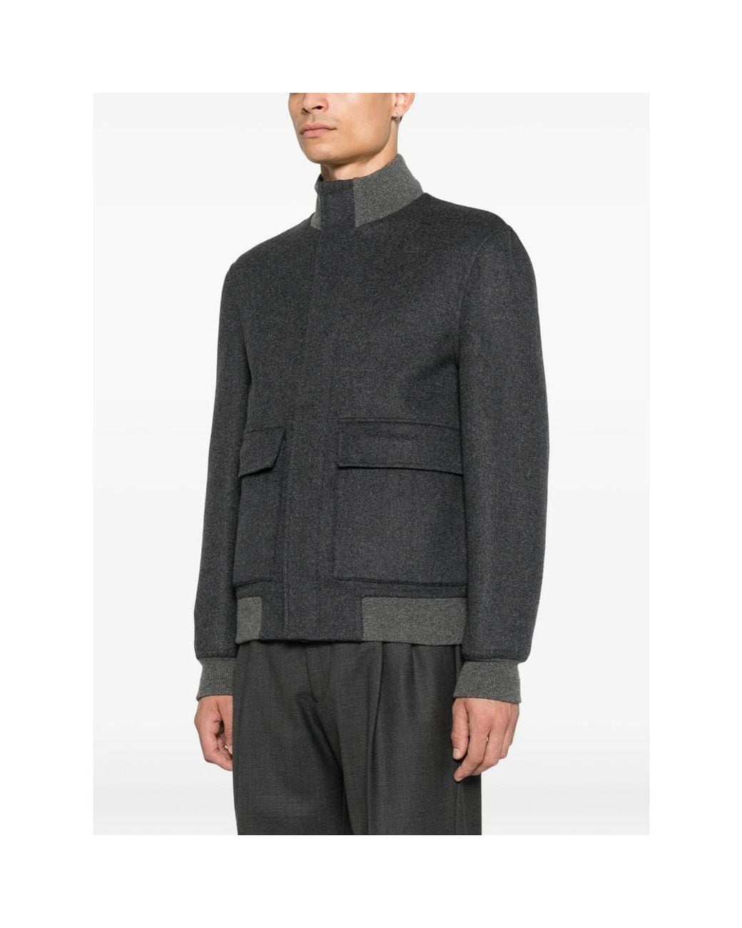 Brunello Cucinelli Gray High-Neck Jacket for men
