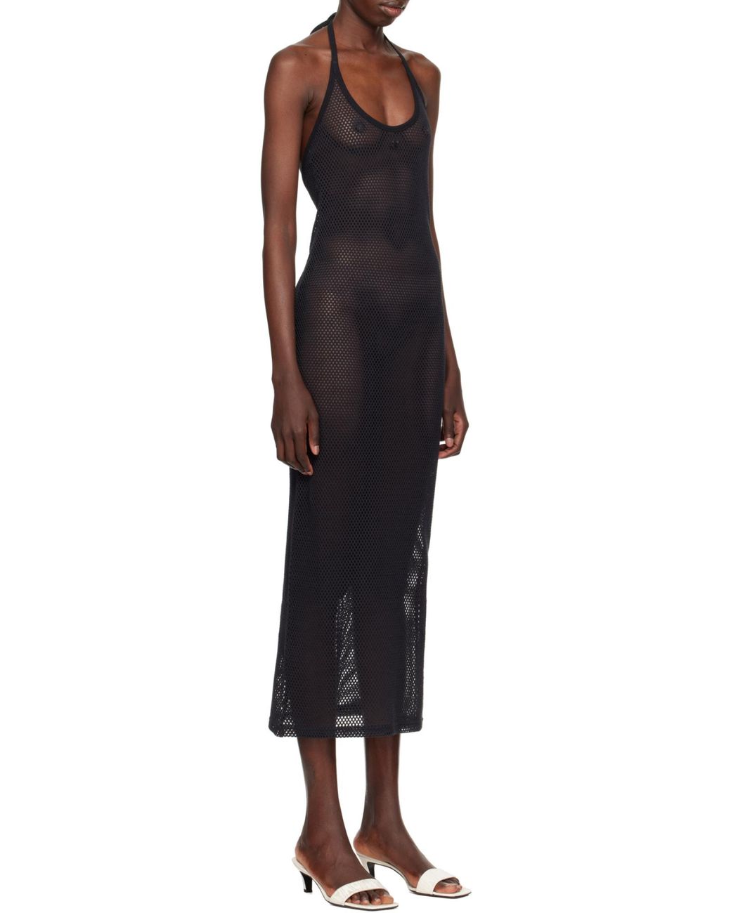 Courreges Black Cotton Long Tank Dress