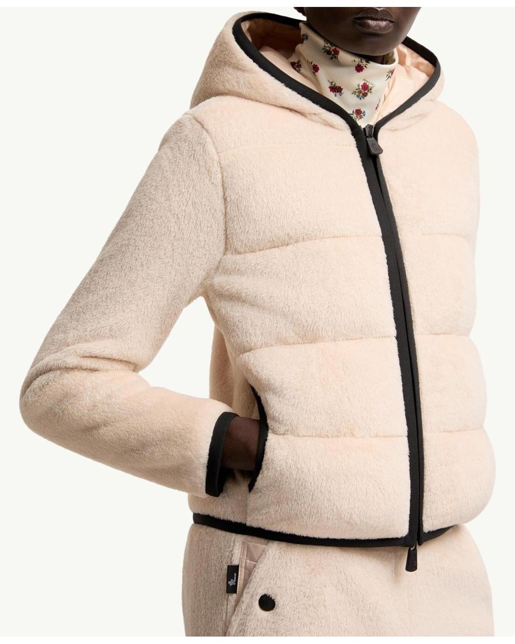 Moncler Natural Polartec Padded Zip-Up Hoodie