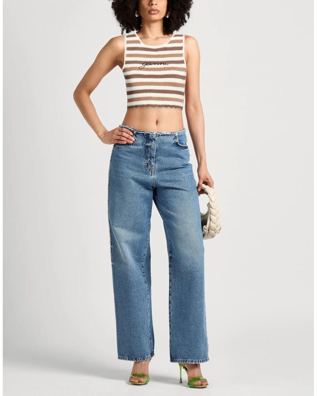 Ganni Natural Crochet-Knit Tops