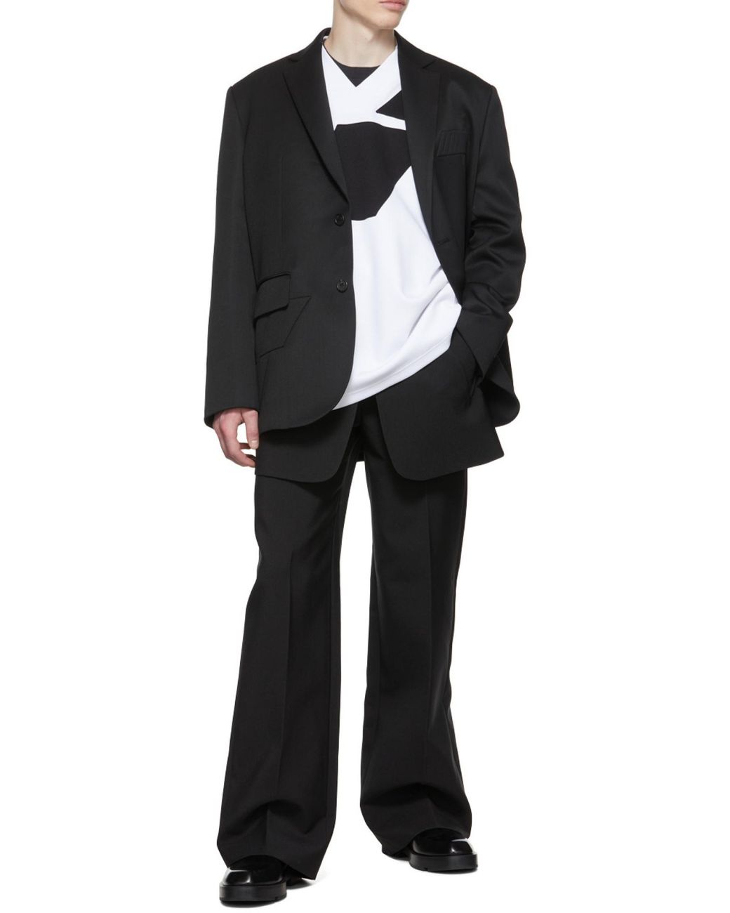 we11done White V-Neck Color-Block Long-Sleeve T-Shirt for men