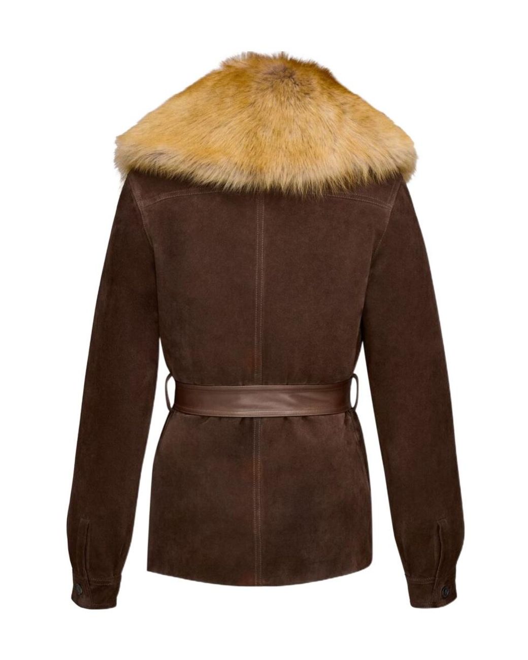 Saint Laurent Brown Belted Button-Up Jacket