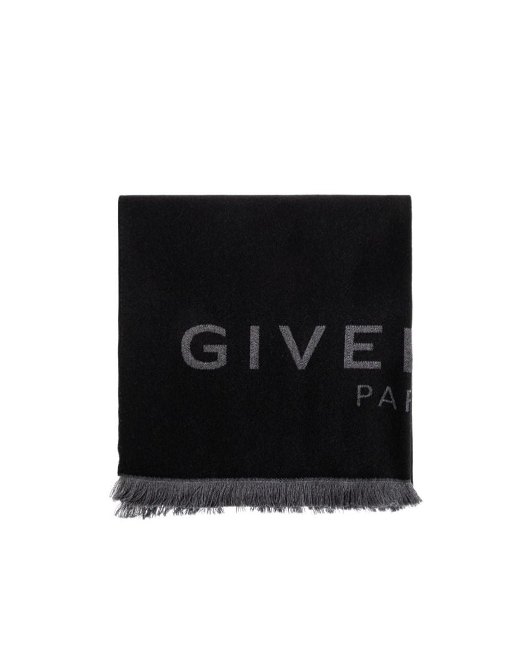 Givenchy Black Logo Fringe Scarf