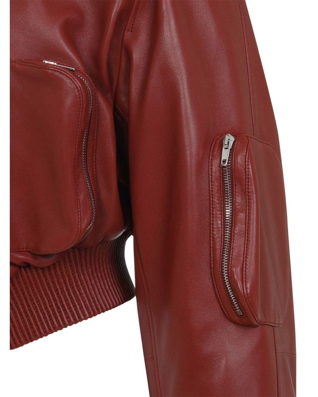 Phoebe Philo Red Zip-Front Leather Bomber Jacket