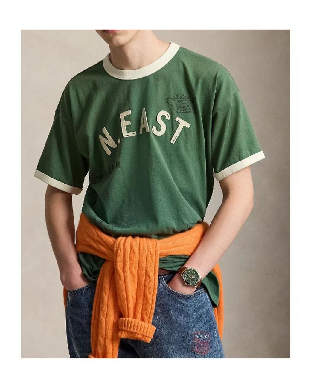 Polo Ralph Lauren Green Vintage Fit Jersey Graphic T-Shirt for men