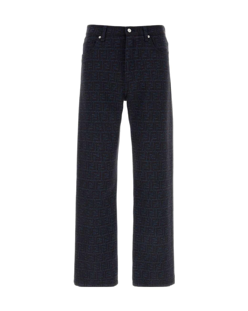 Fendi Blue Ff Jacquard Straight-Leg Jeans for men