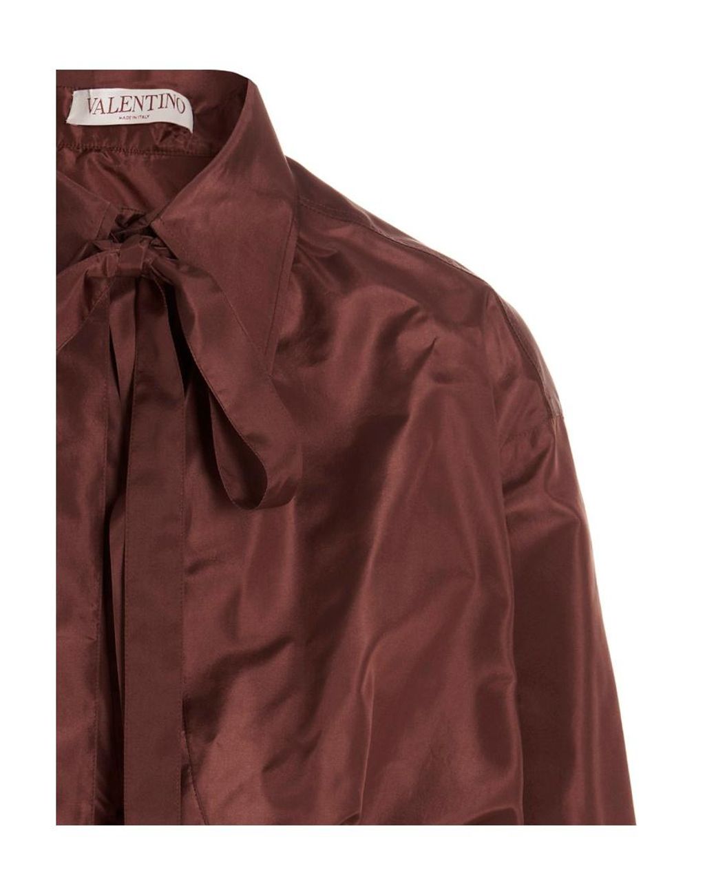 Valentino Brown Long-Sleeve Silk Shirt