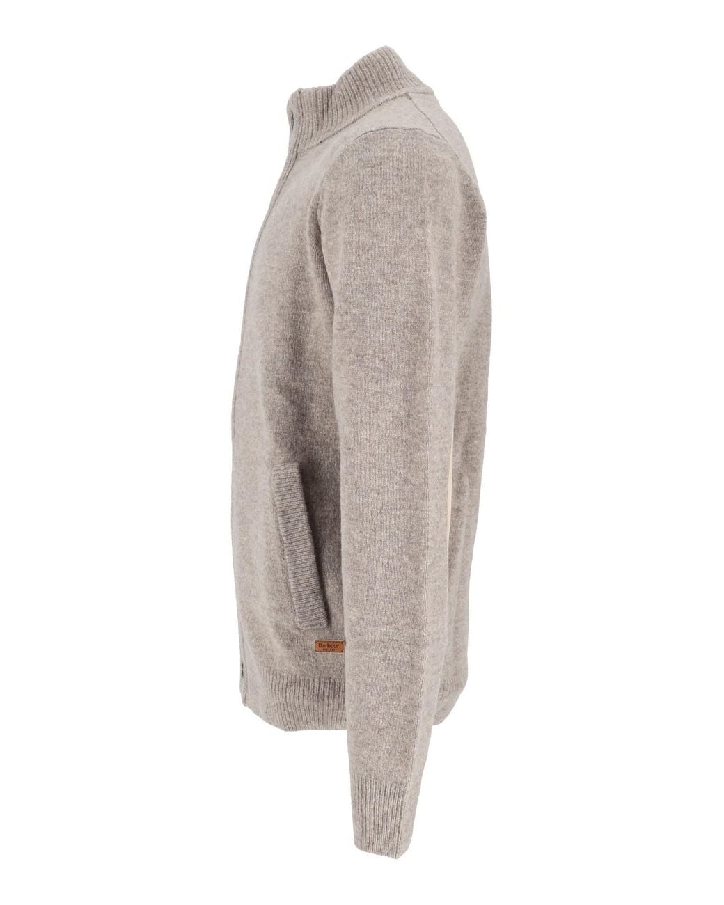 Barbour Gray Stand Collar Button Knit Cardigan for men