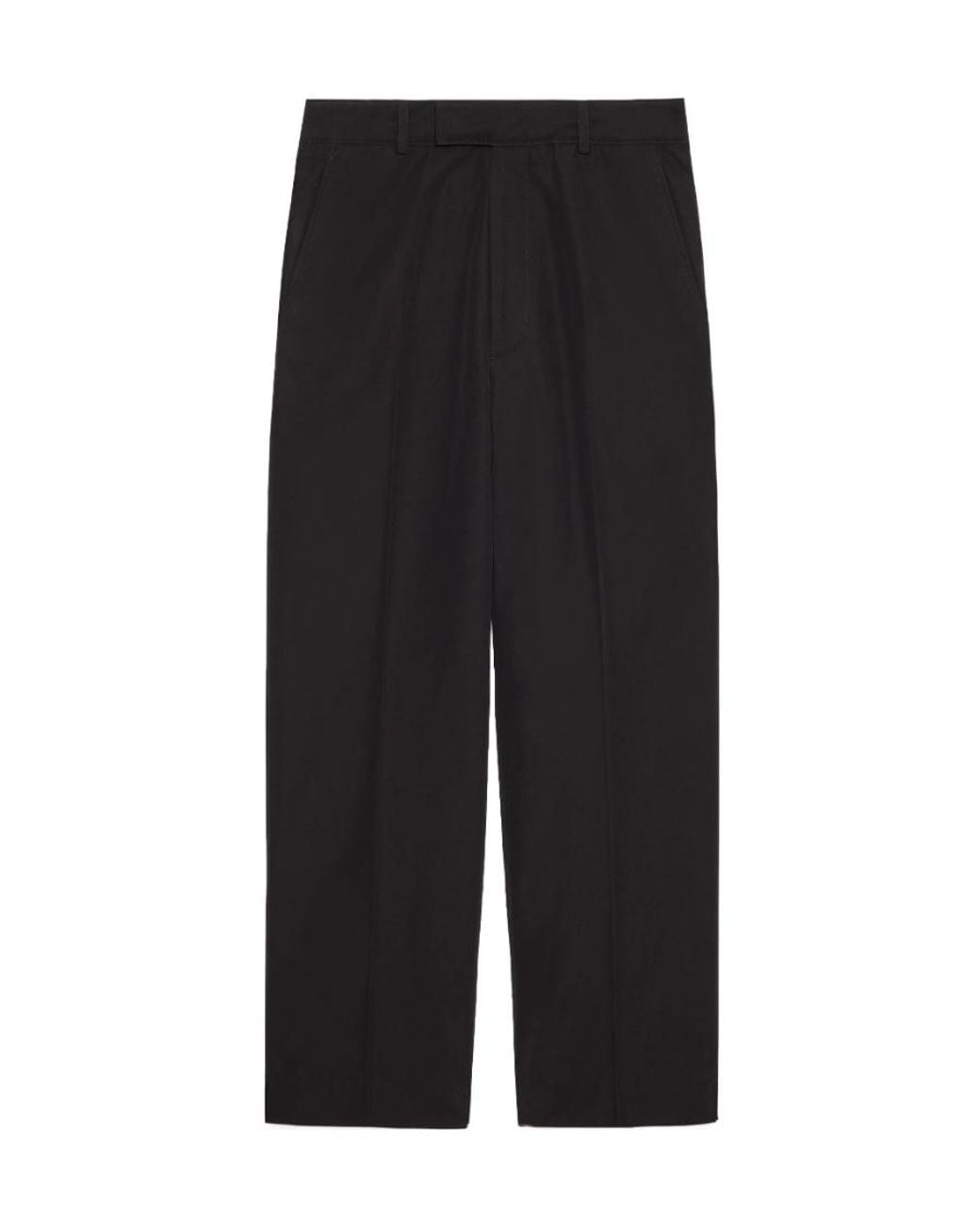 Gucci Black Straight Leg Cropped Poplin Chino Trousers for men