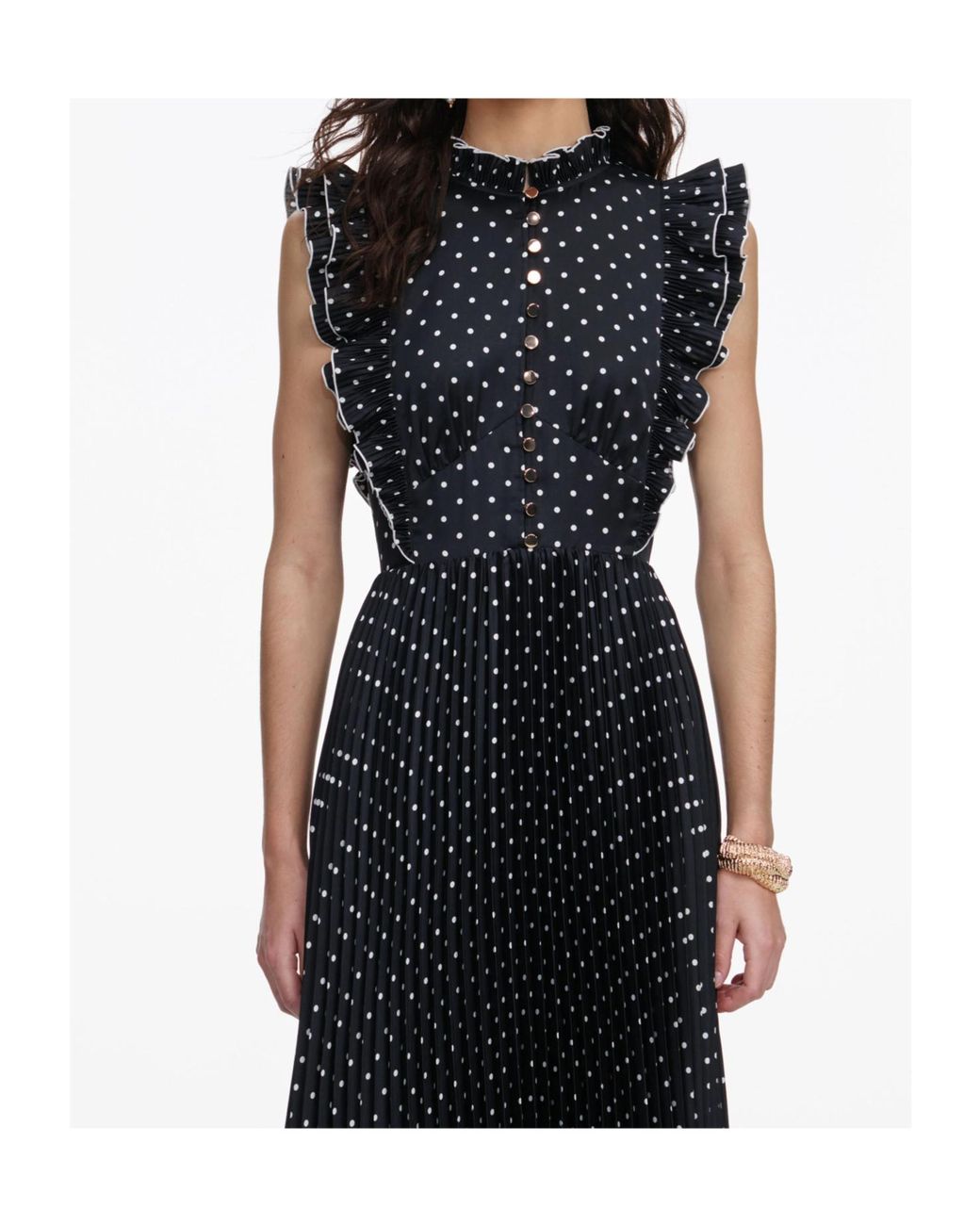 Self-Portrait Blue Ruffled Polka-Dot Maxi Dress