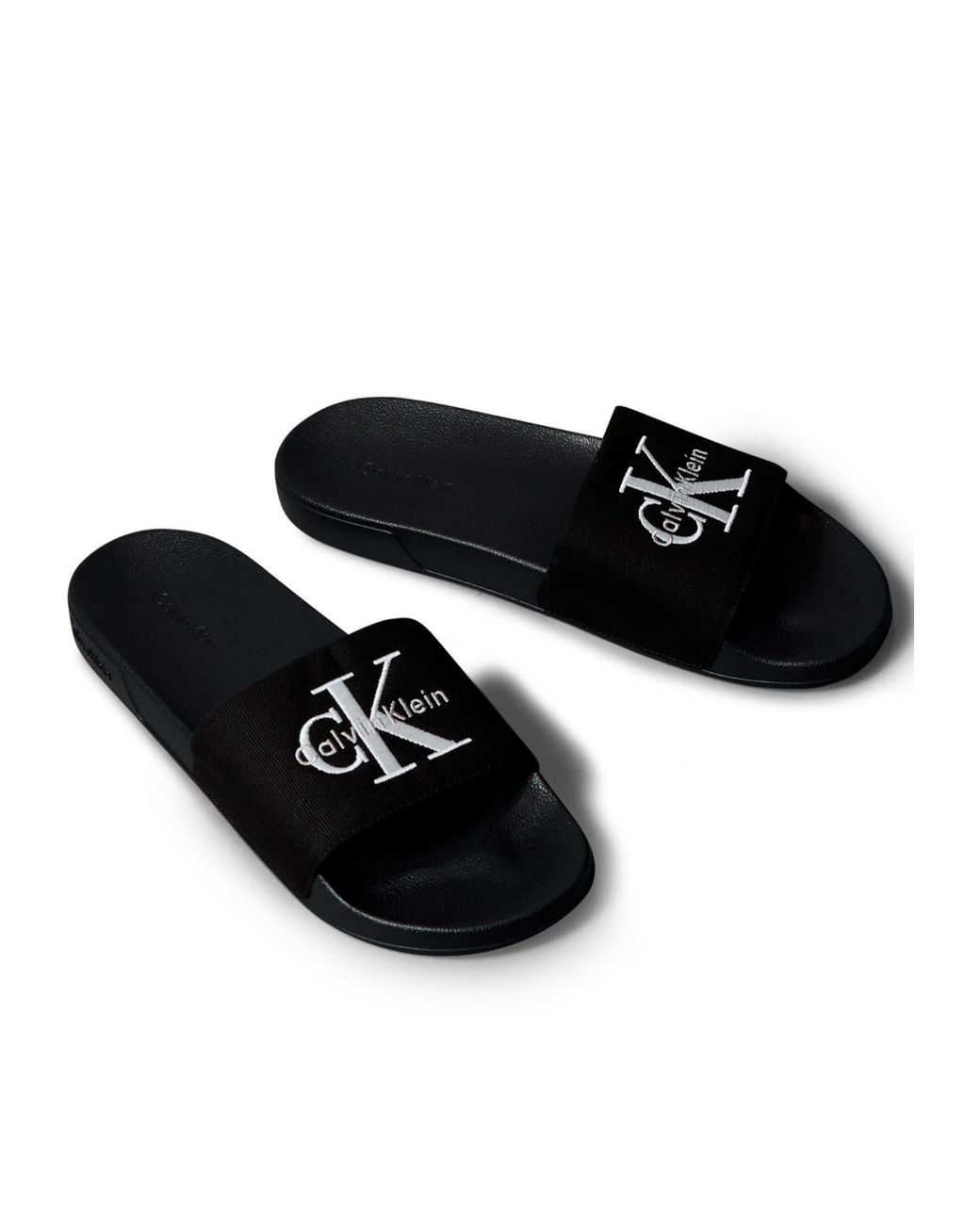 Calvin Klein Black Solid Color Pool Sliders for men