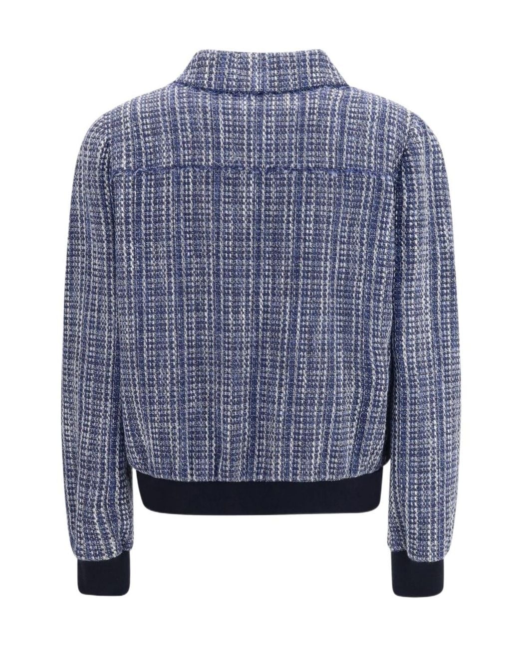 Kiton Blue Zip-Up Tweed Jacket