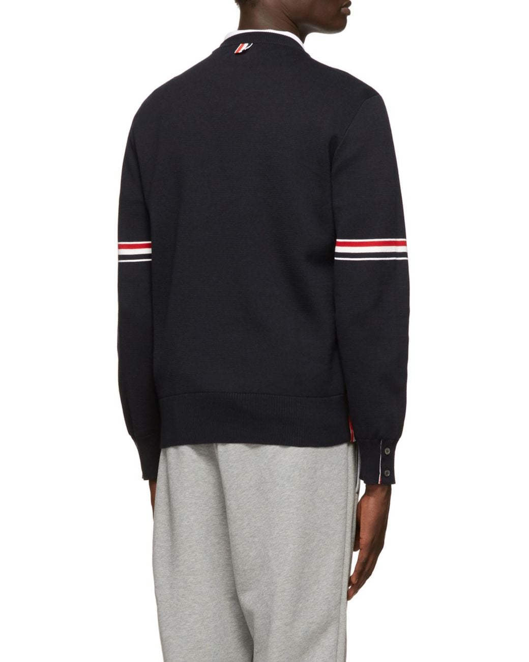 Thom Browne Black Stripe Trim Knitted Sweater for men