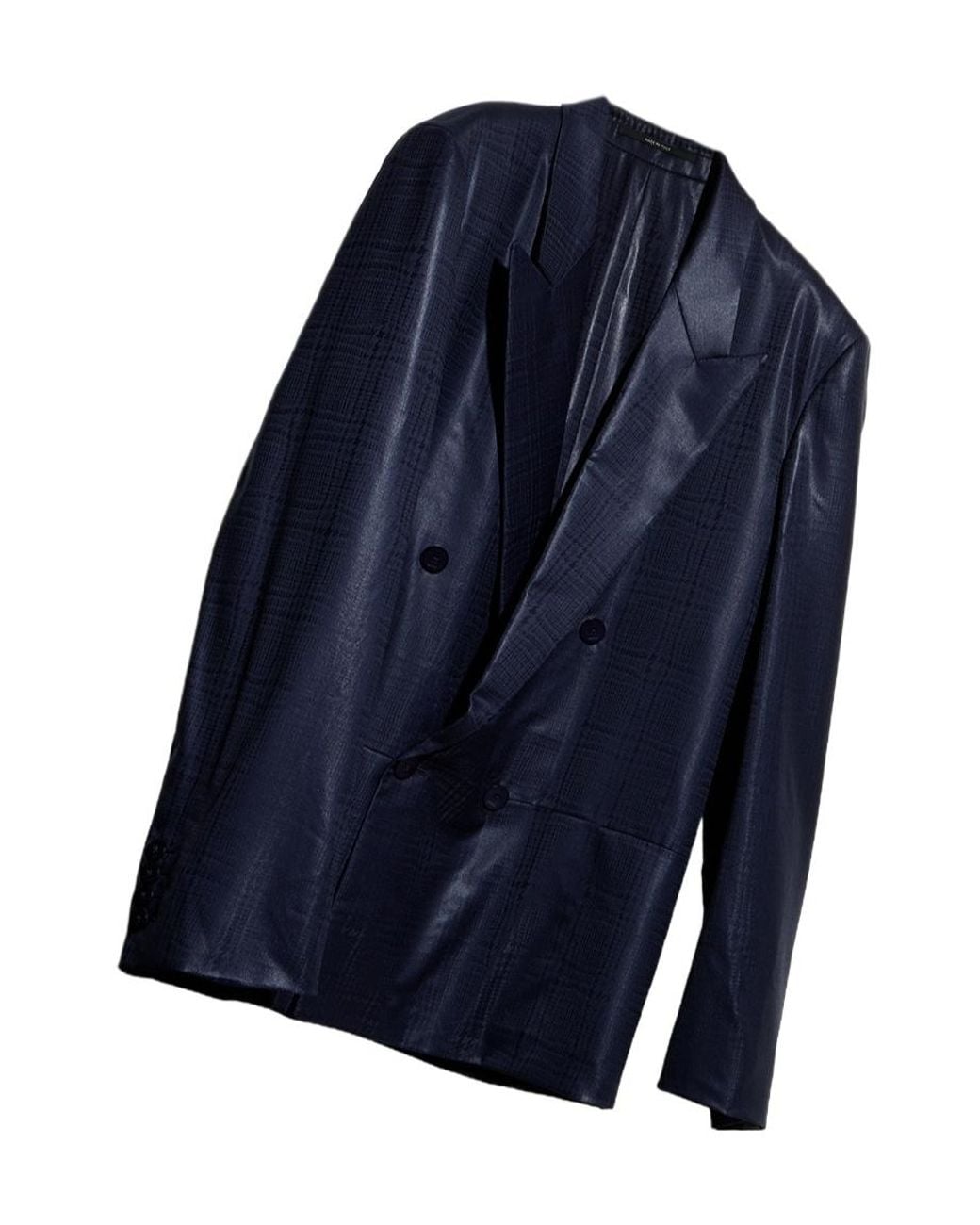 Gucci Blue Prince Of Wales Chintzed Wool Jacket