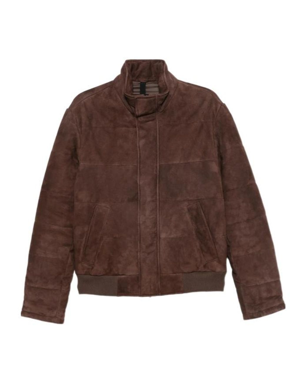 Tagliatore Brown Stand-Up Collar Leather Jacket for men