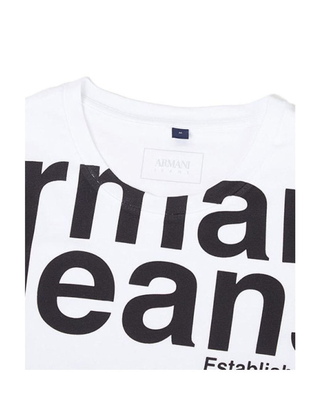 Armani Jeans White Hit The Letter Round-Neck T-Shirt for men