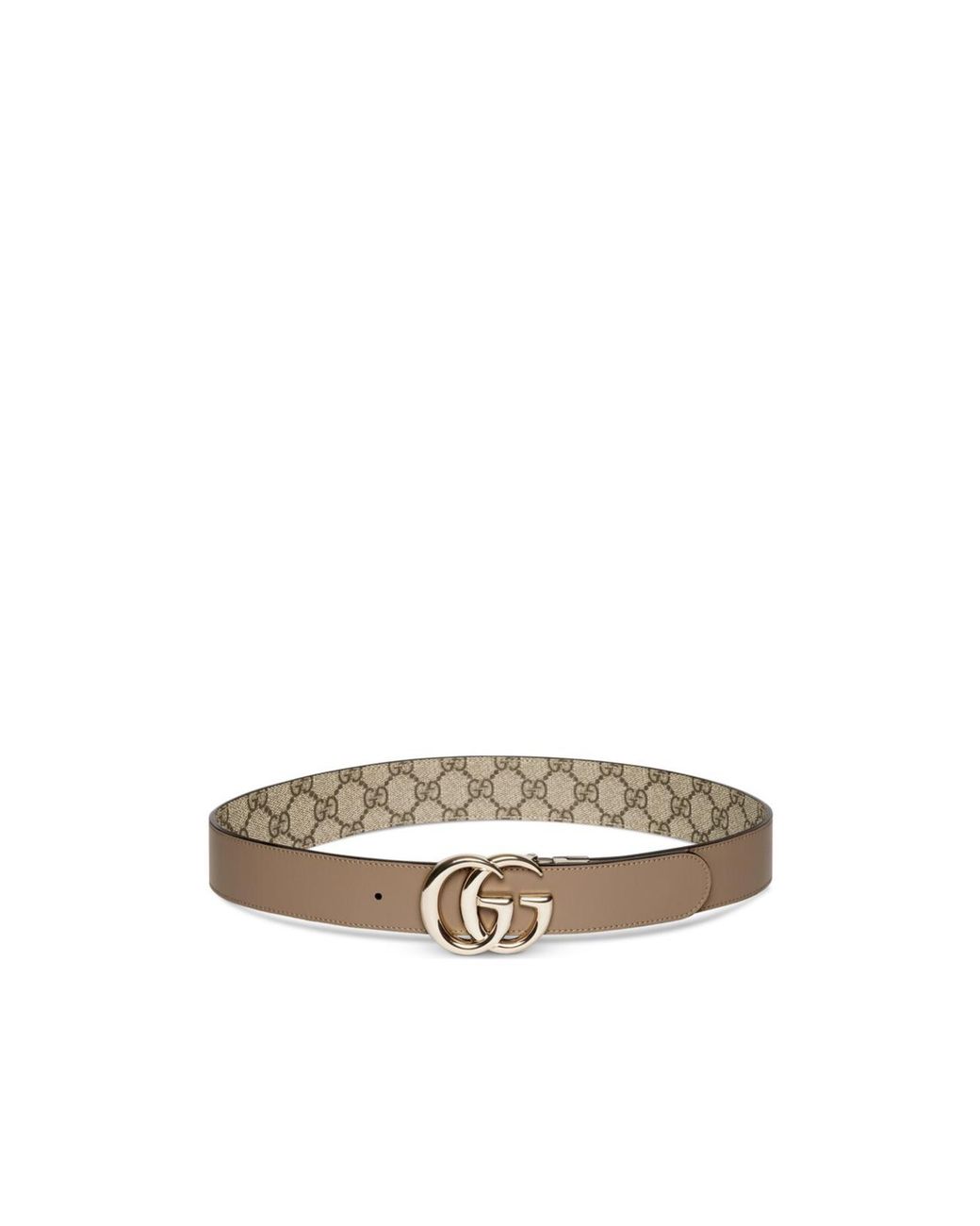 Gucci White Gg Supreme Buckle Belt