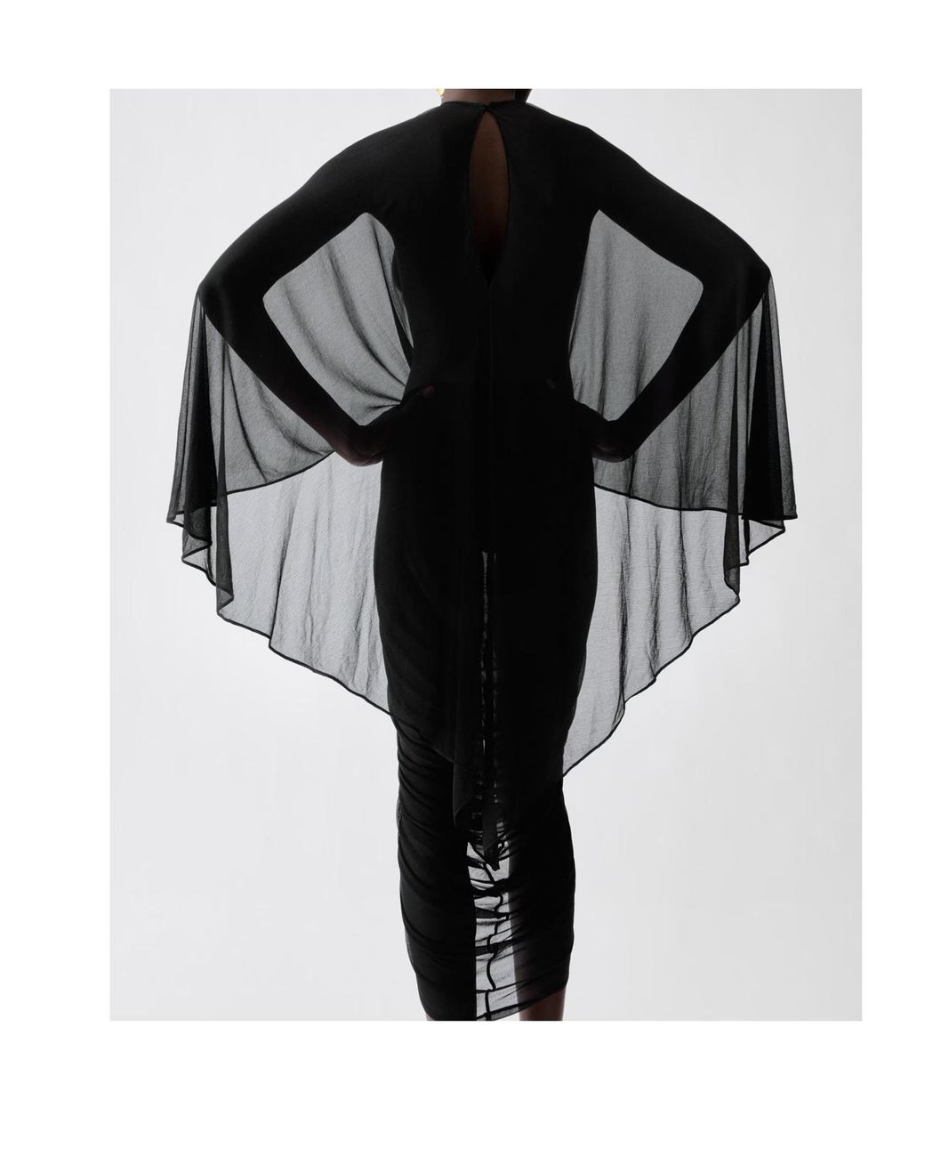 Jacquemus Black Draped Midi Cape Dress