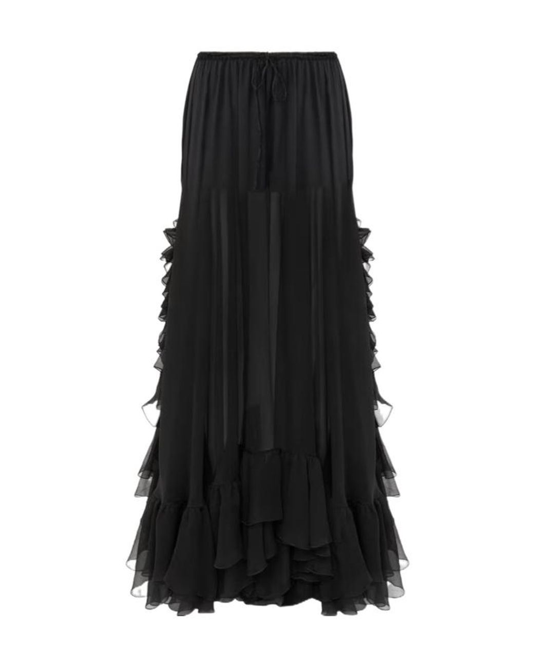 Chloé Black Chloé Sheer Ruffled Maxi Skirt