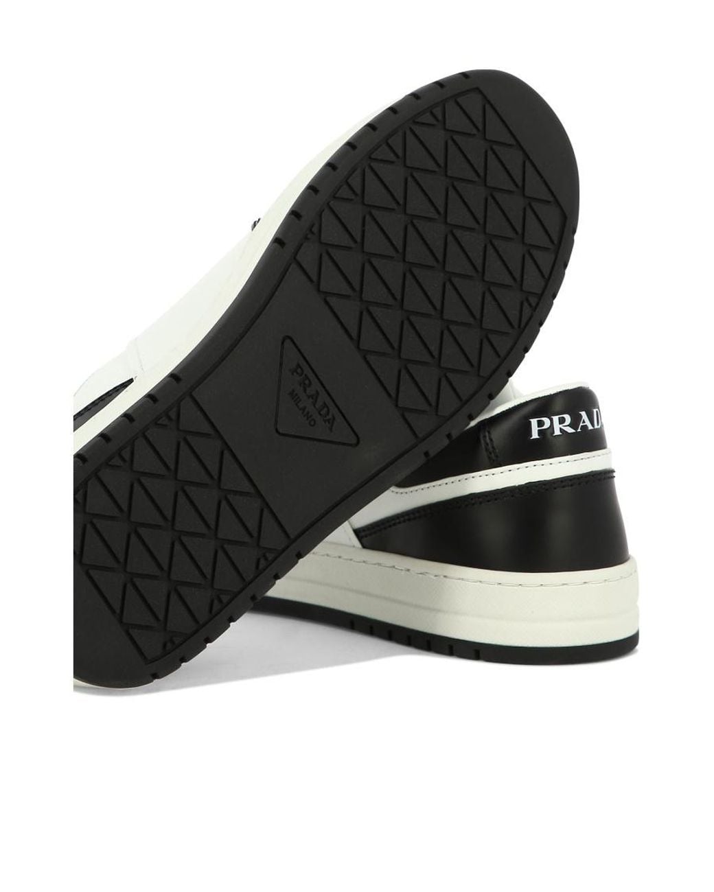 Prada White Downtown Brand-Plaque Leather Low-Top Trainers