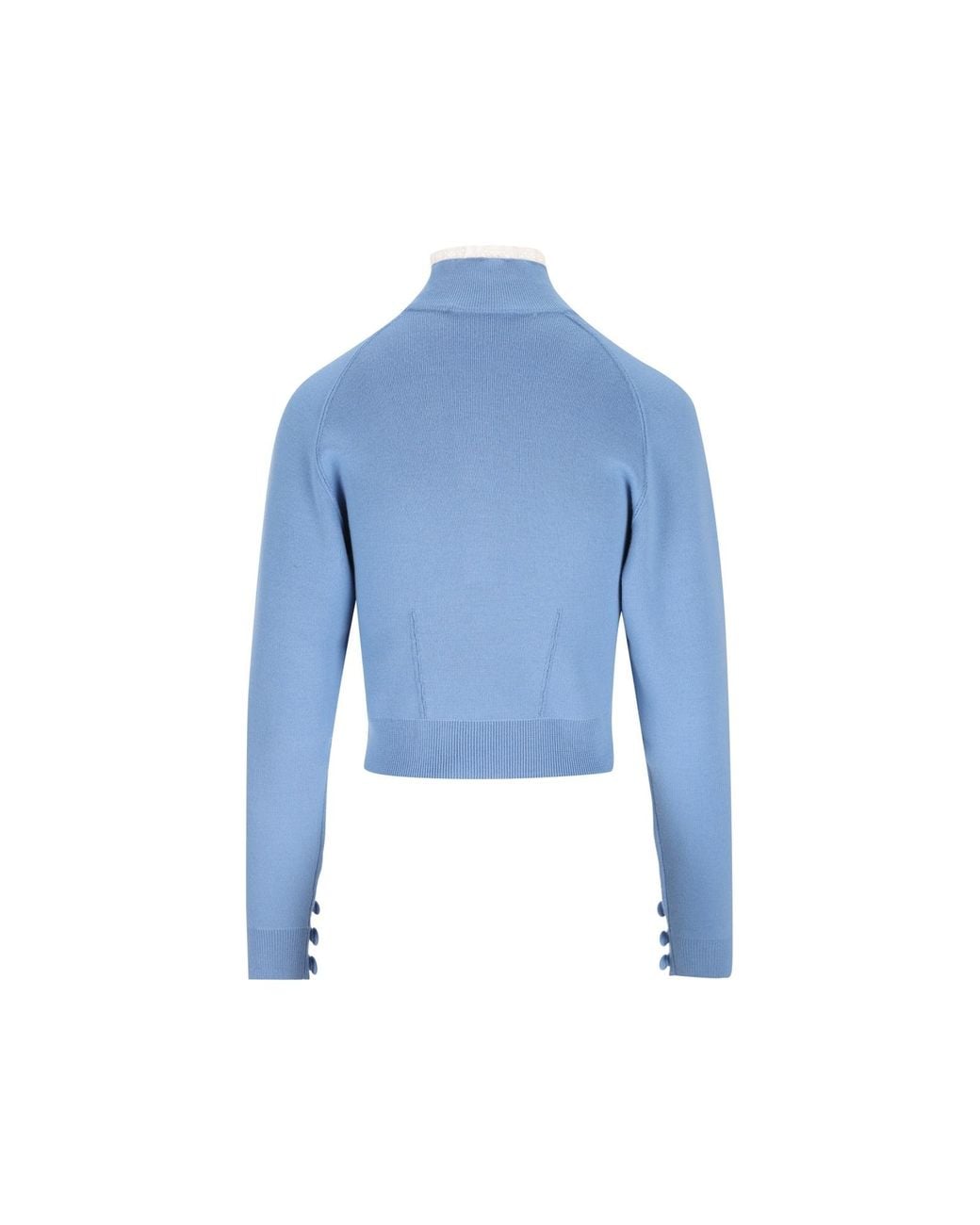 Chloé Blue Chloé Lace Trim Buttoned Knitted Sweater