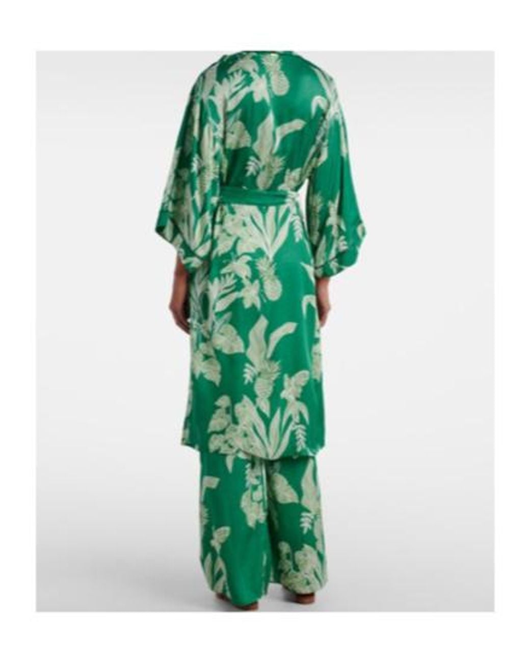 Poupette Green Erica Floral Satin Kaftan