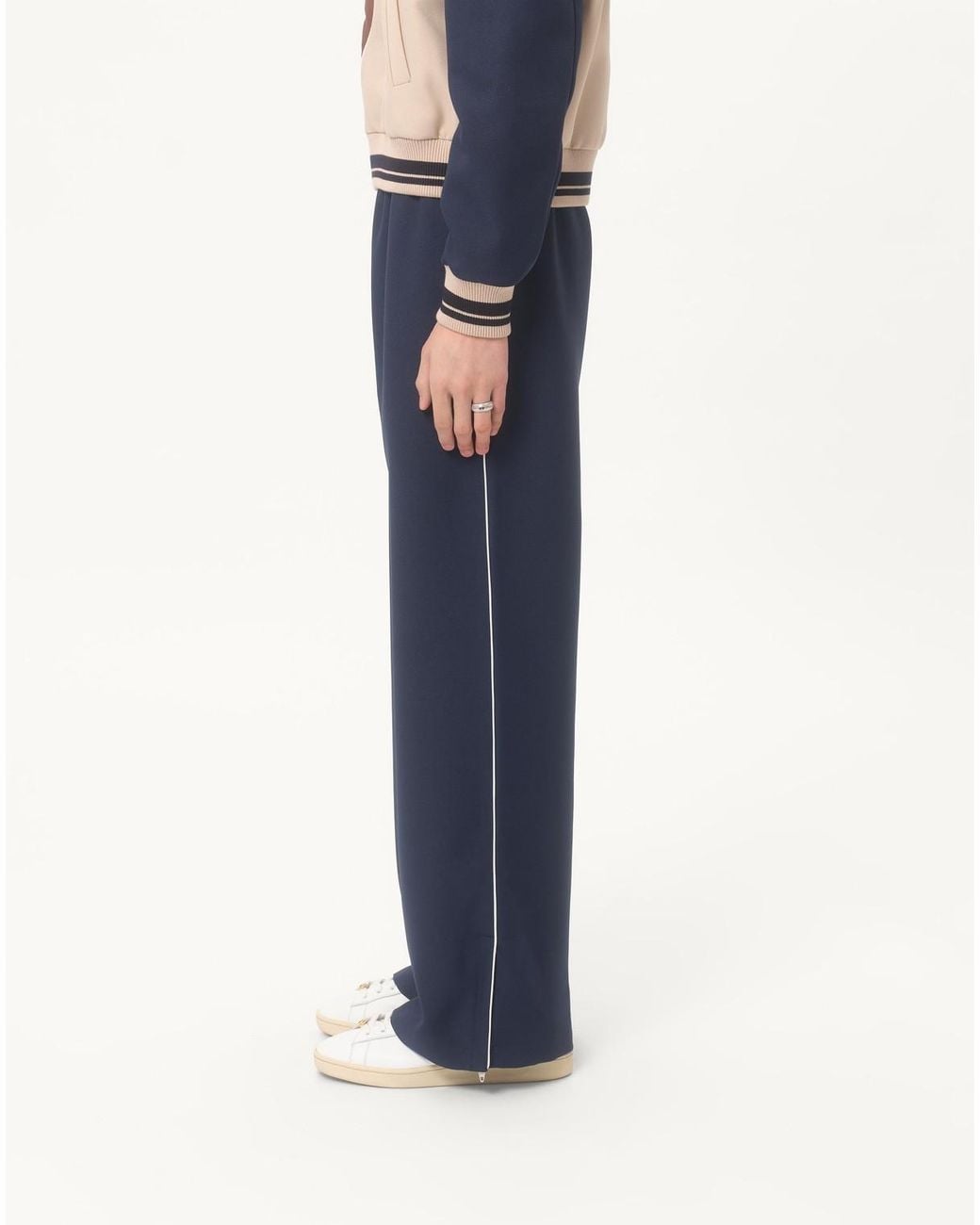 Valentino Blue Nylon Trousers With Vlogo Patch for men