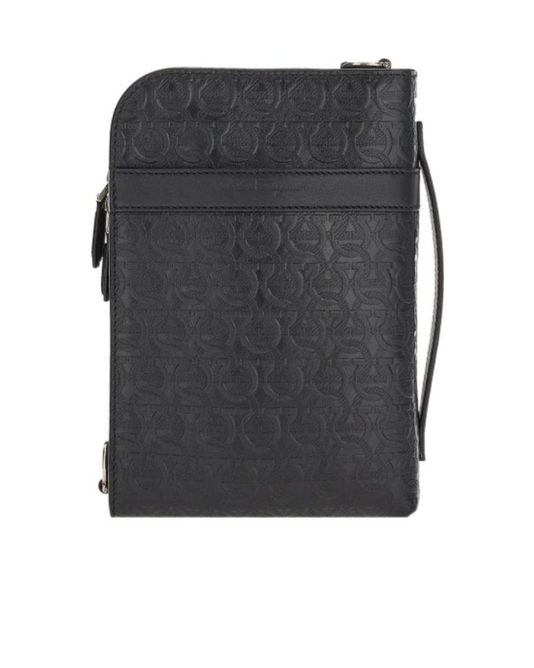 Ferragamo Gray Gancini-Embossed Messenger Bag for men