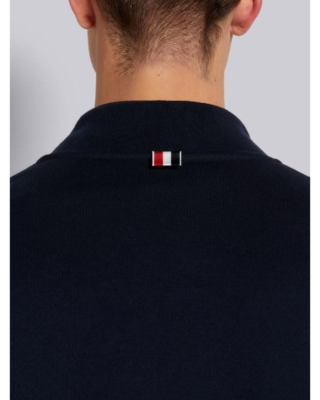 Thom Browne Blue High-Neck Zipped Sweatshirt for men